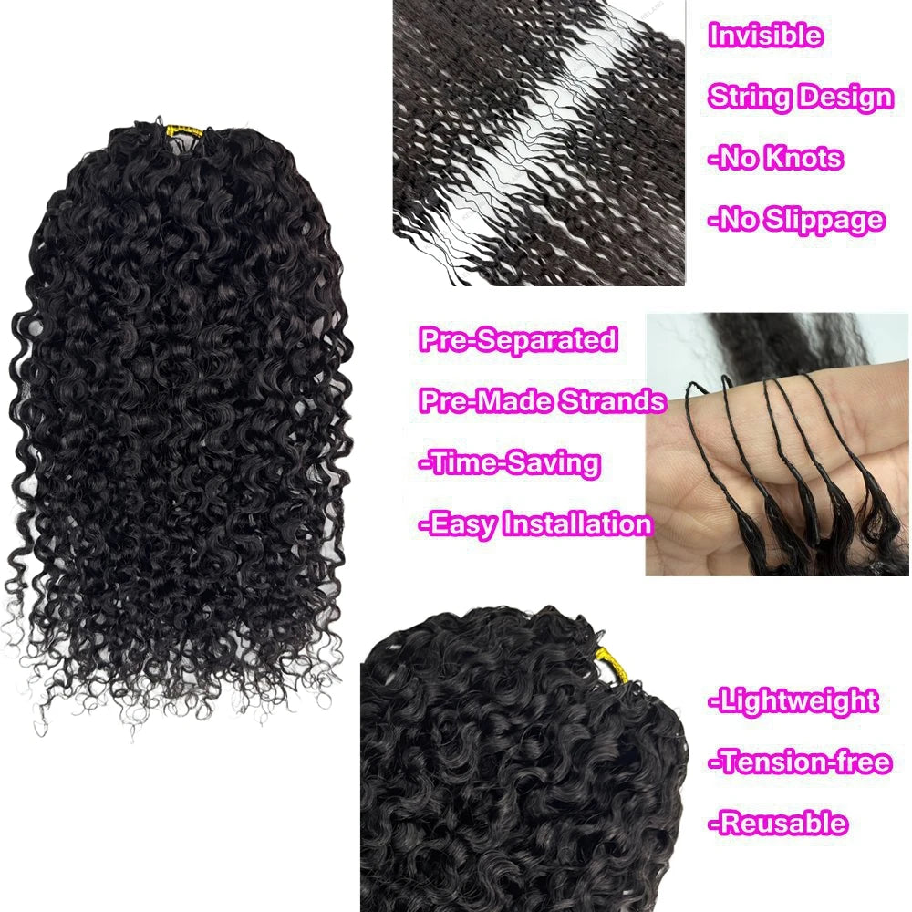 Crochet Human Hair Knotless PreSeparated Tight Kinky Curly Crochet Hair Deep Curly With String PreLooped Feather Hair Extensions