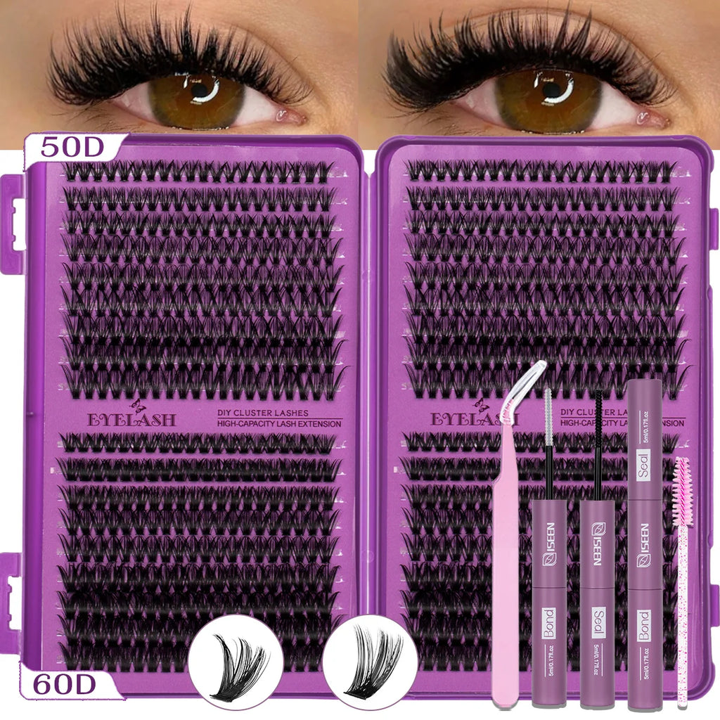 DIY Eyelash Clusters Kit Clusters Individual Eyelashes Kit 9-16mm with Bond and Seal Wispy Natural Mange Lashes Kit Makeup