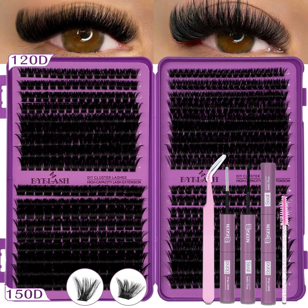 DIY Eyelash Clusters Kit Clusters Individual Eyelashes Kit 9-16mm with Bond and Seal Wispy Natural Mange Lashes Kit Makeup