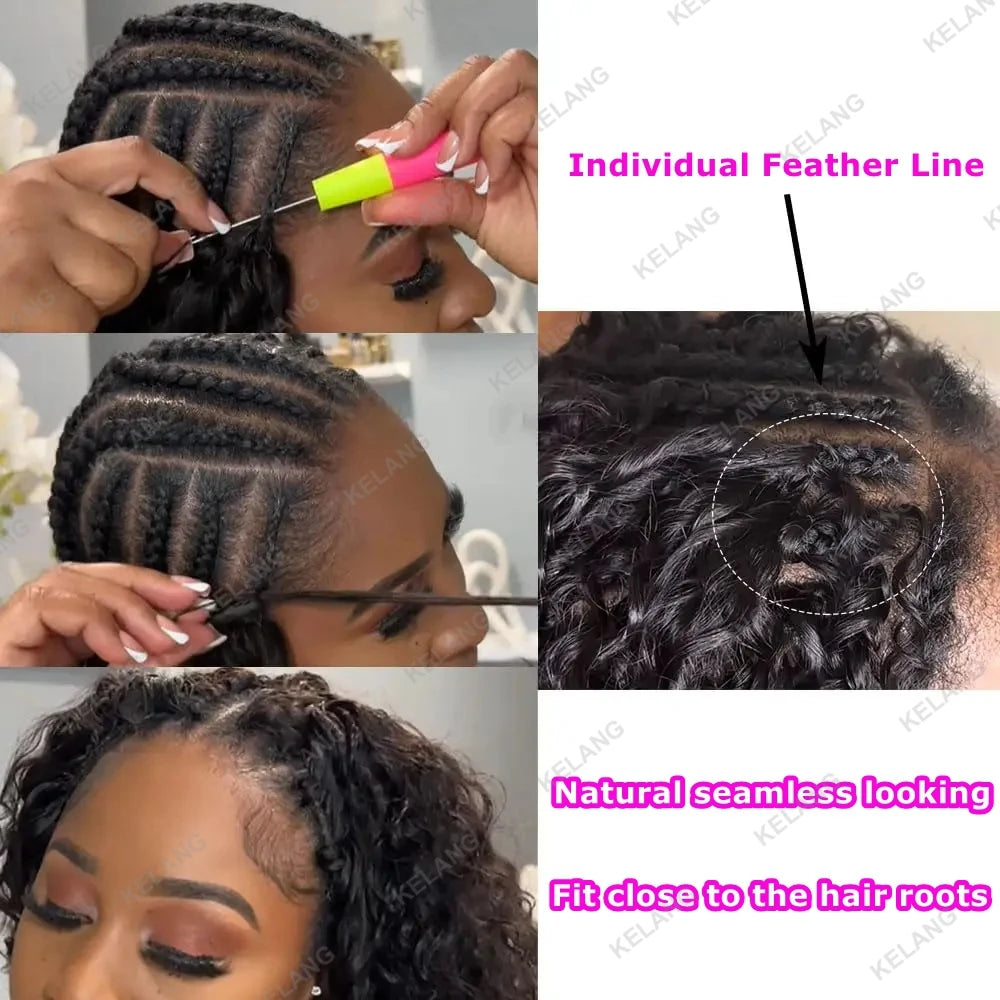 Crochet Human Hair Knotless PreSeparated Tight Kinky Curly Crochet Hair Deep Curly With String PreLooped Feather Hair Extensions