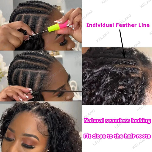 Crochet Human Hair Knotless PreSeparated Tight Kinky Curly Crochet Hair Deep Curly With String PreLooped Feather Hair Extensions
