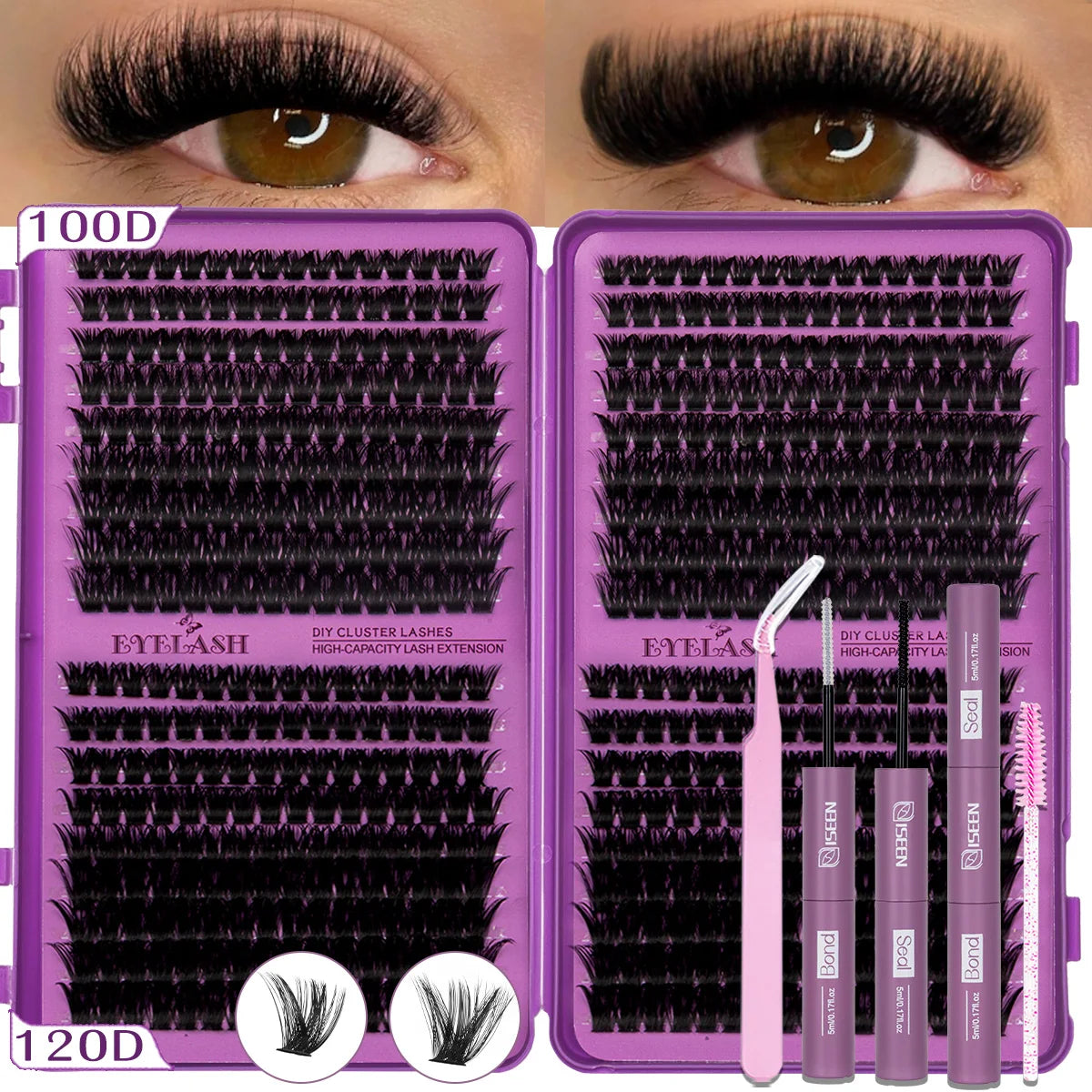 DIY Eyelash Clusters Kit Clusters Individual Eyelashes Kit 9-16mm with Bond and Seal Wispy Natural Mange Lashes Kit Makeup