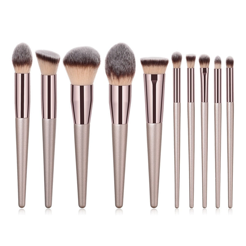 Champagne Makeup Brushes Set – Professional Face & Eye Brush Collection